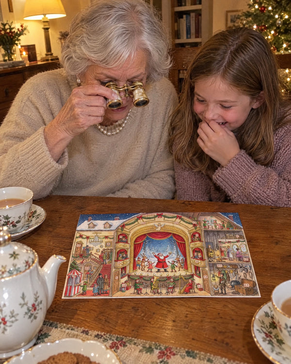 Front-row seats — Santa's Christmas Theater advent calendar card at home