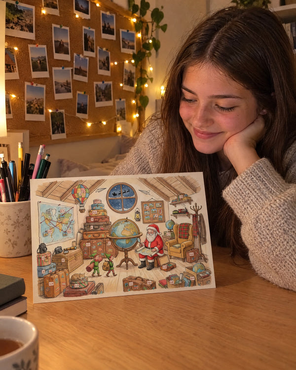 The wall of memories — Santa's Journey advent calendar card at home