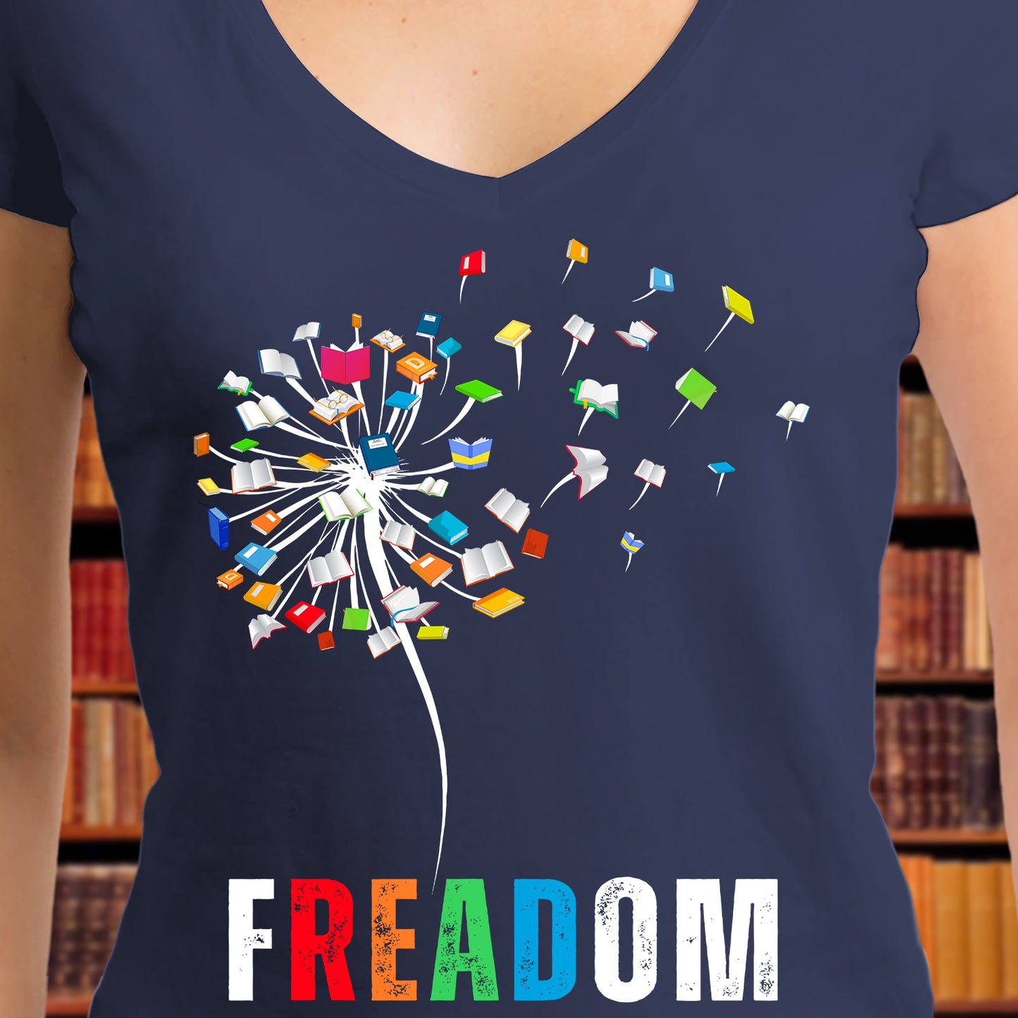 Dandelion Freadom Book Lover Gift Women's V-neck T-shirt TSVB170