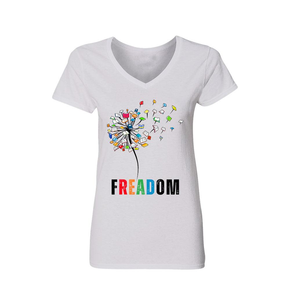 Dandelion Freadom Book Lover Gift Women's V-neck T-shirt TSVW169