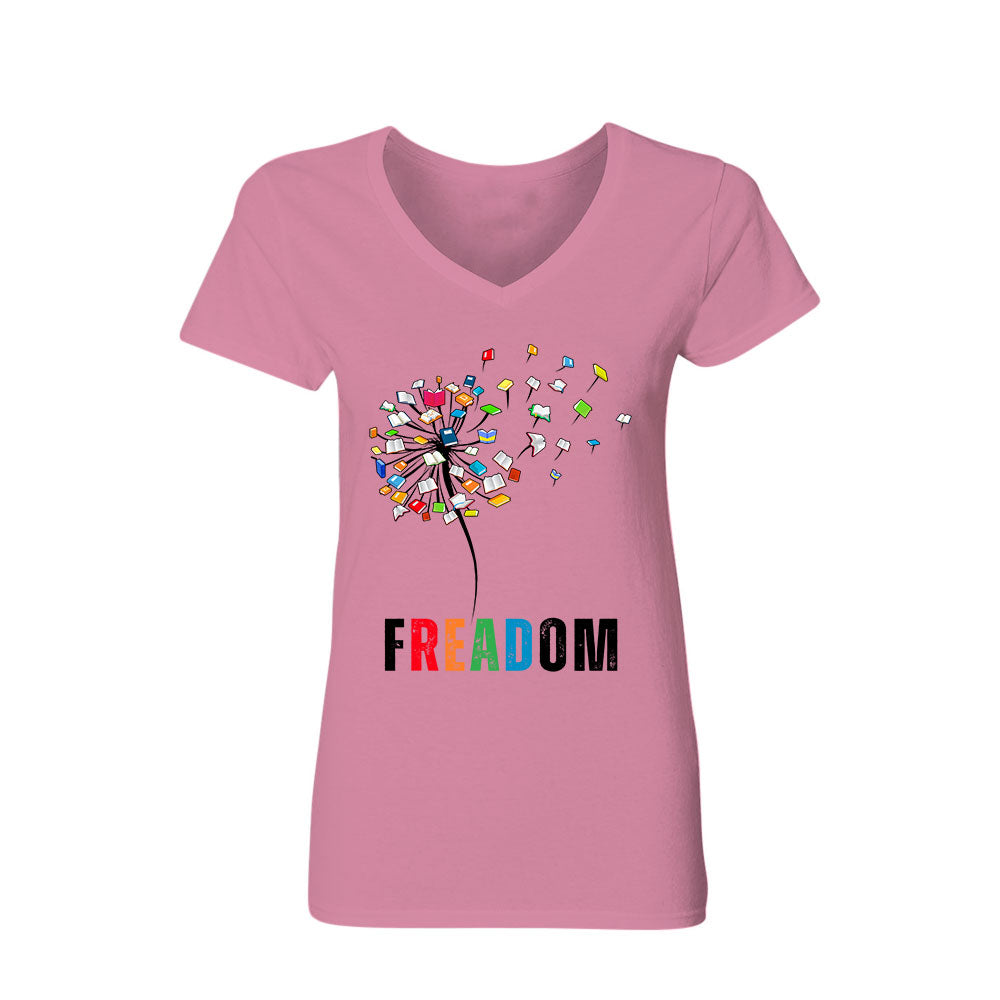 Dandelion Freadom Book Lover Gift Women's V-neck T-shirt TSVW169