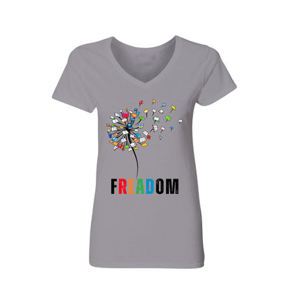 Dandelion Freadom Book Lover Gift Women's V-neck T-shirt TSVW169