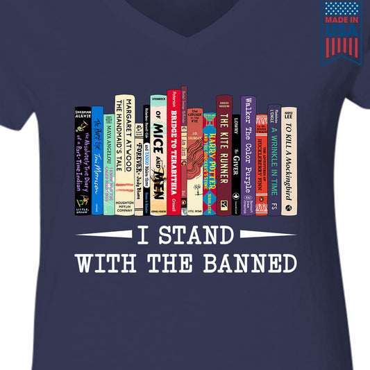 I Stand With The Banned Book Lover Gift Women's V-neck T-shirt TSVB184