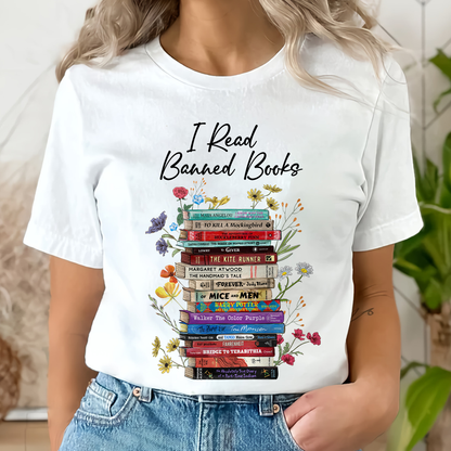 I Read Banned Books Flowers Book Lover Gift TSW189