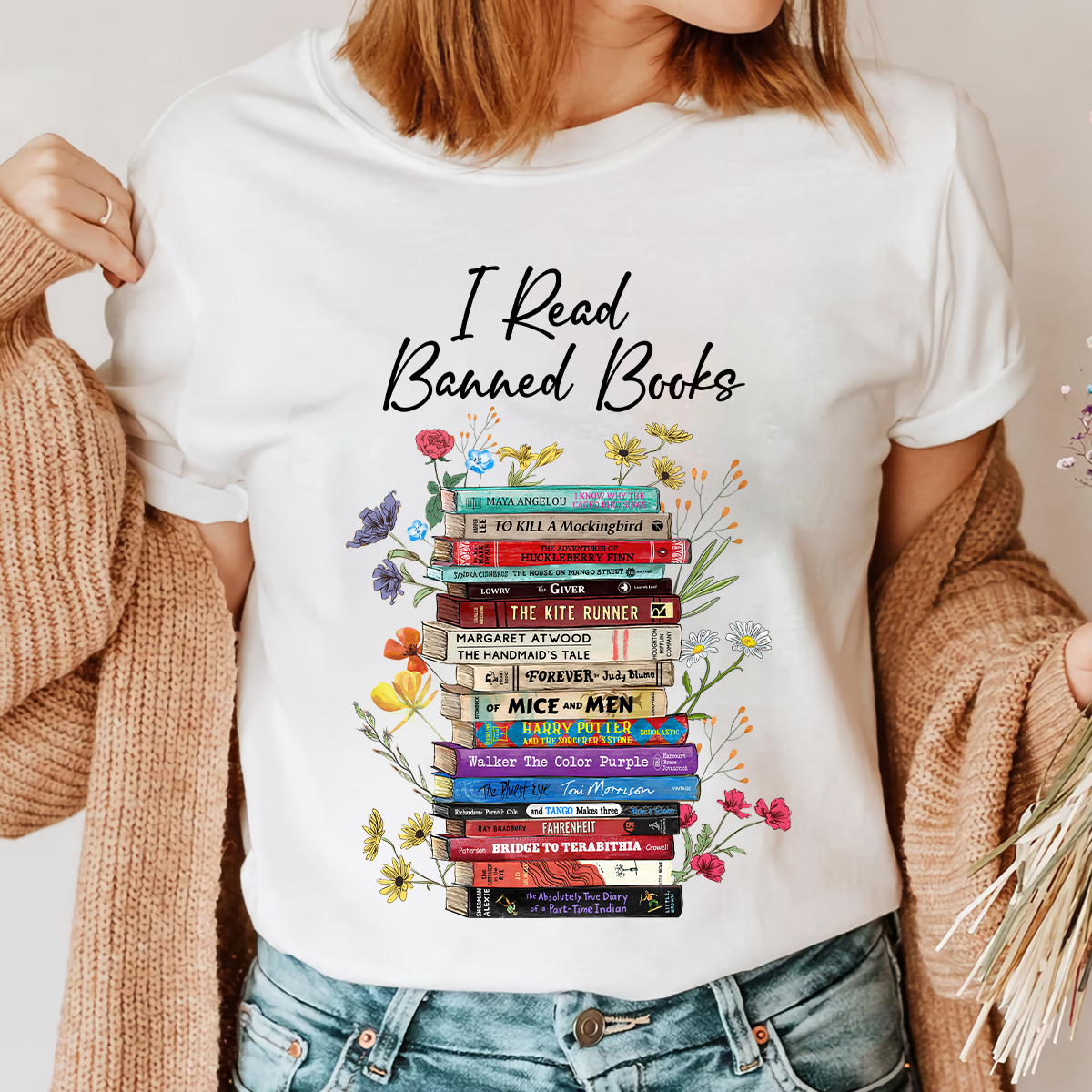 I Read Banned Books Flowers Book Lover Gift TSW189