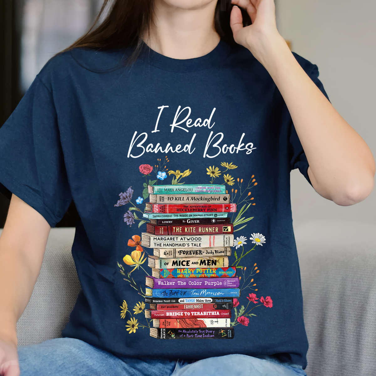 I Read Banned Books Flowers Book Lover Gift TSB190