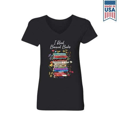 I Read Banned Books Flowers Book Lover Gift Women's V-neck T-shirt TSVB190