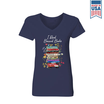 I Read Banned Books Flowers Book Lover Gift Women's V-neck T-shirt TSVB190