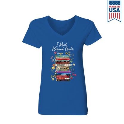 I Read Banned Books Flowers Book Lover Gift Women's V-neck T-shirt TSVB190