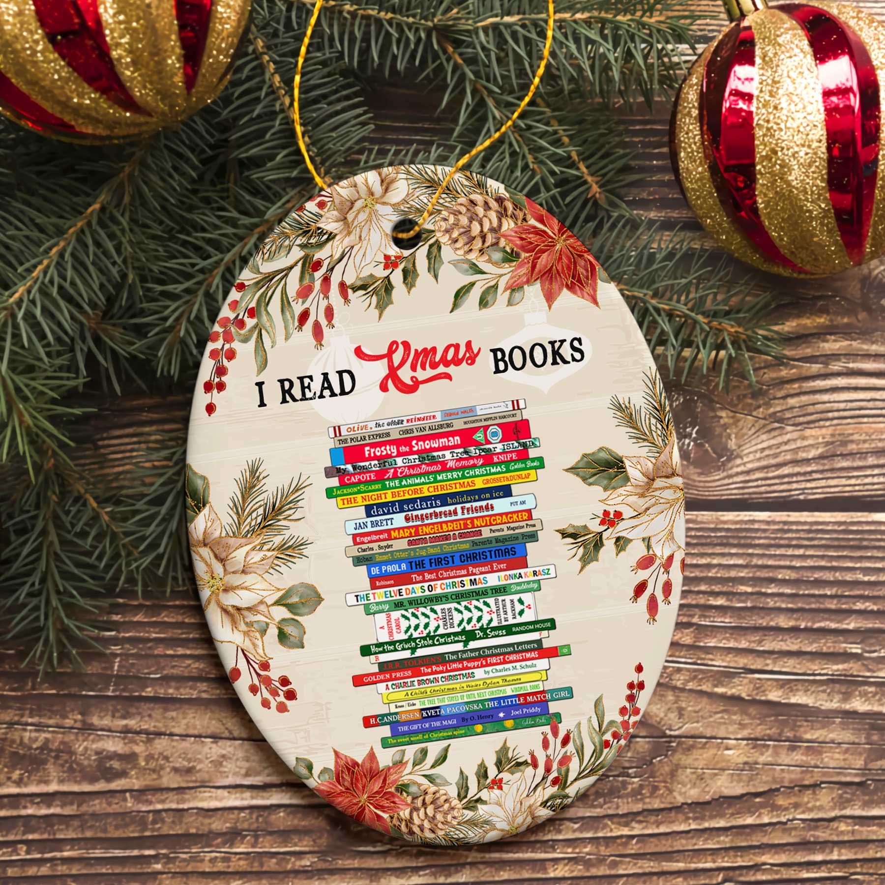 I Read Xmas Books Christmas Ornament Book Lovers Gift ORN31