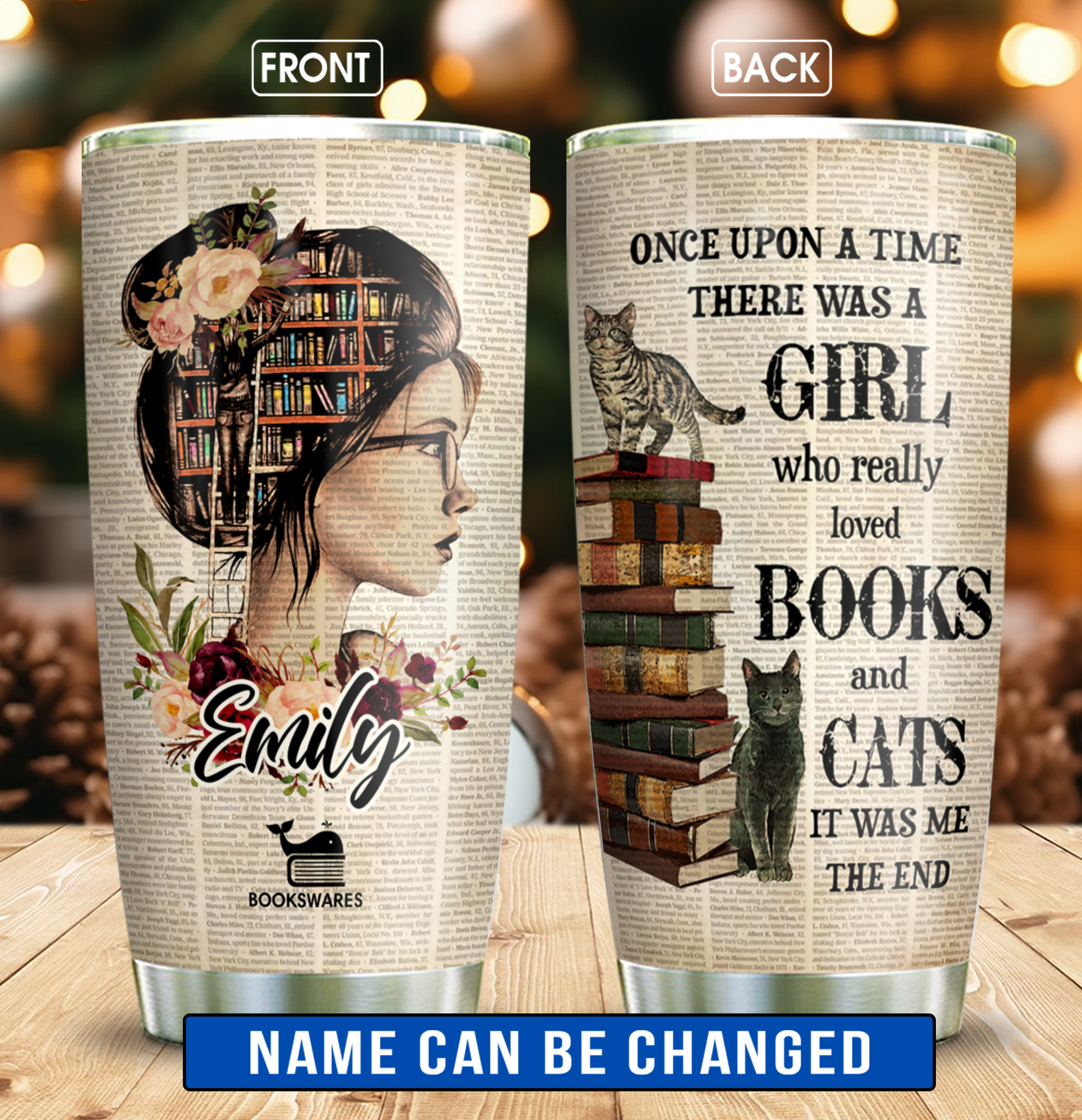 Once Upon A Time There Was A Girl Who Really Loved Books And Cats It Was Me The End Curved Tumbler 20oz Book Lovers Gift SCT02