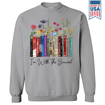 I'm With The Banned Flowers Book Lover Gift SWW185