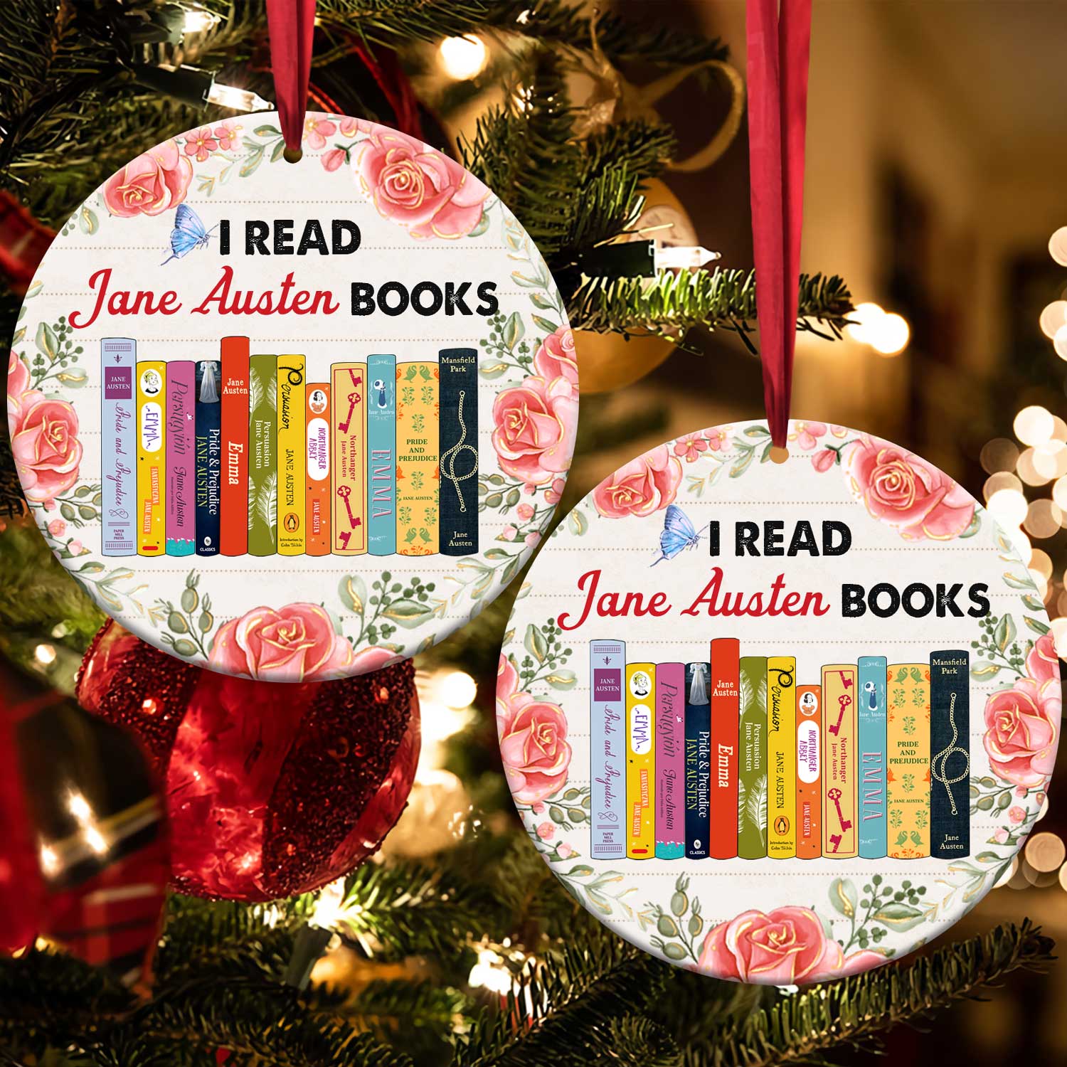 I Read Jane Austen Books 2 Christmas Ornament Book Lovers Gift ORN40