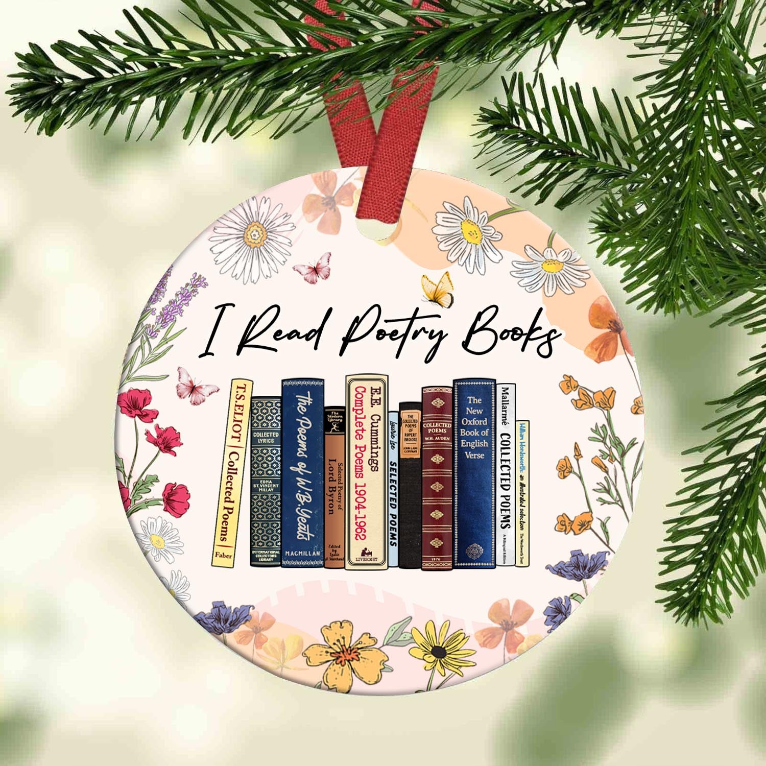 I Read Poetry Books Christmas Ornament Book Lovers Gift ORN17