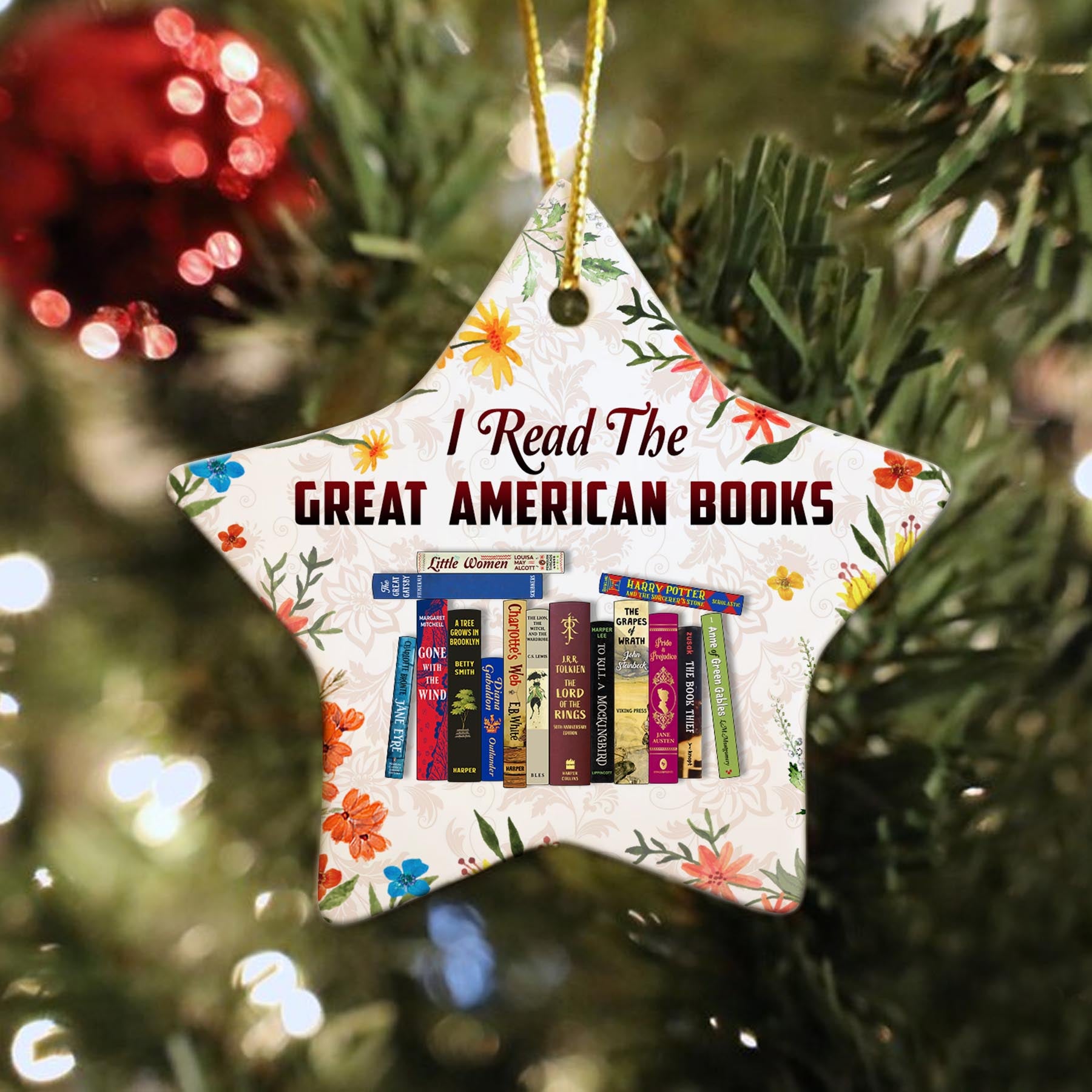 I Read The Great American Books Christmas Ornament Book Lovers Gift ORN23