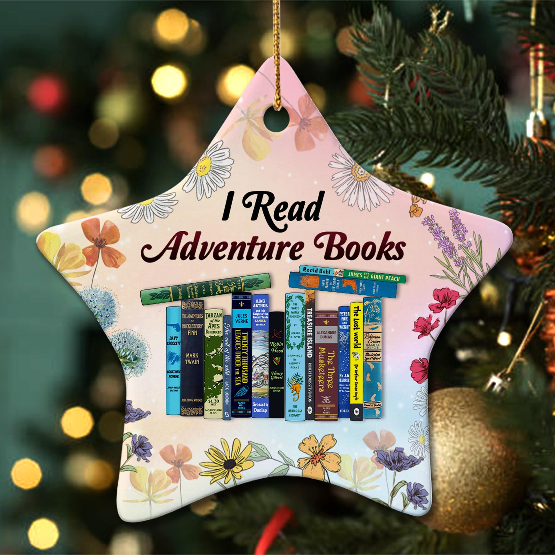 I Read Adventure Books Christmas Ornament Book Lovers Gift ORN18