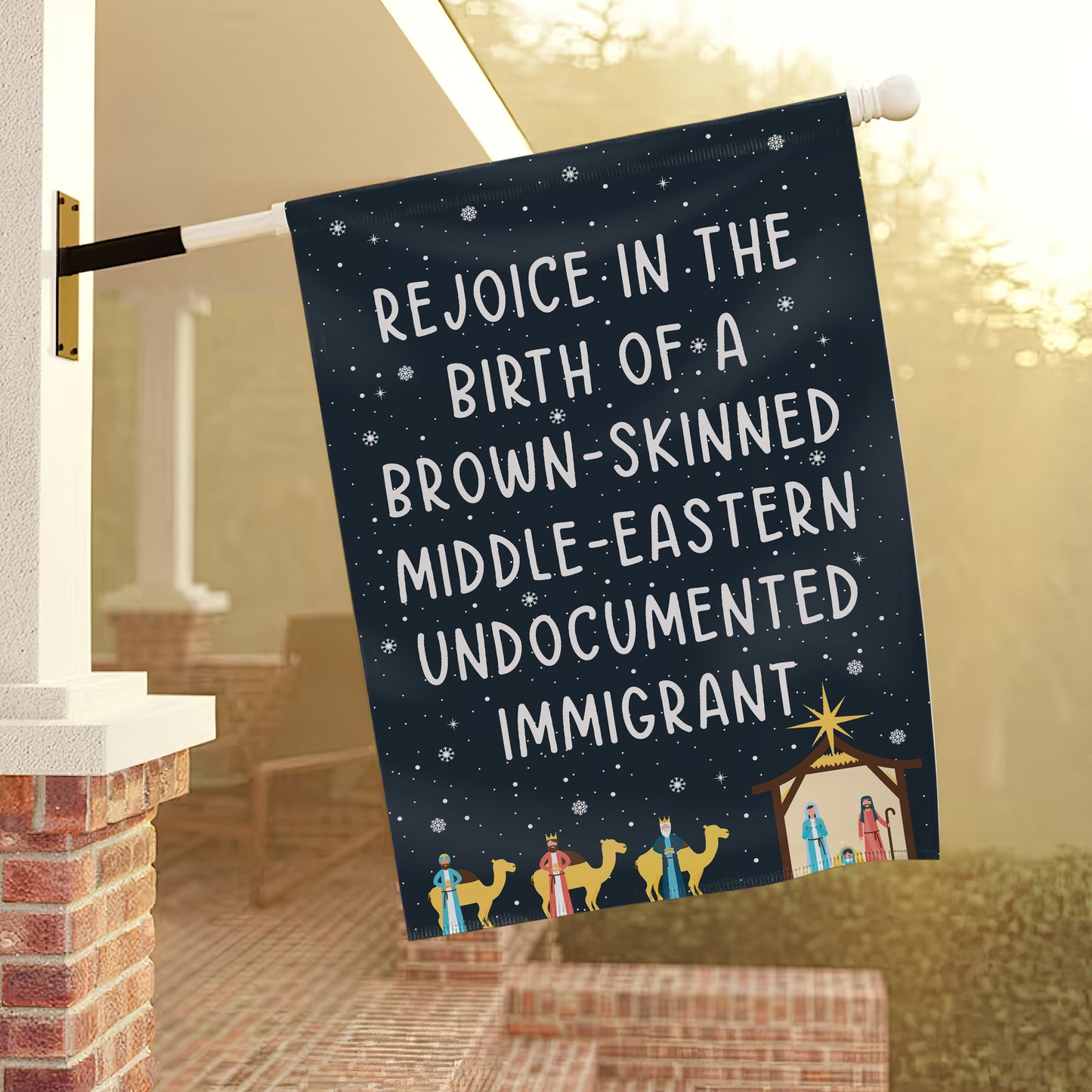 Rejoice In The Birth Of A Brown-Skinned Middle-Eastern Undocumented Immigrant Flag Book Lovers Gift FLG01