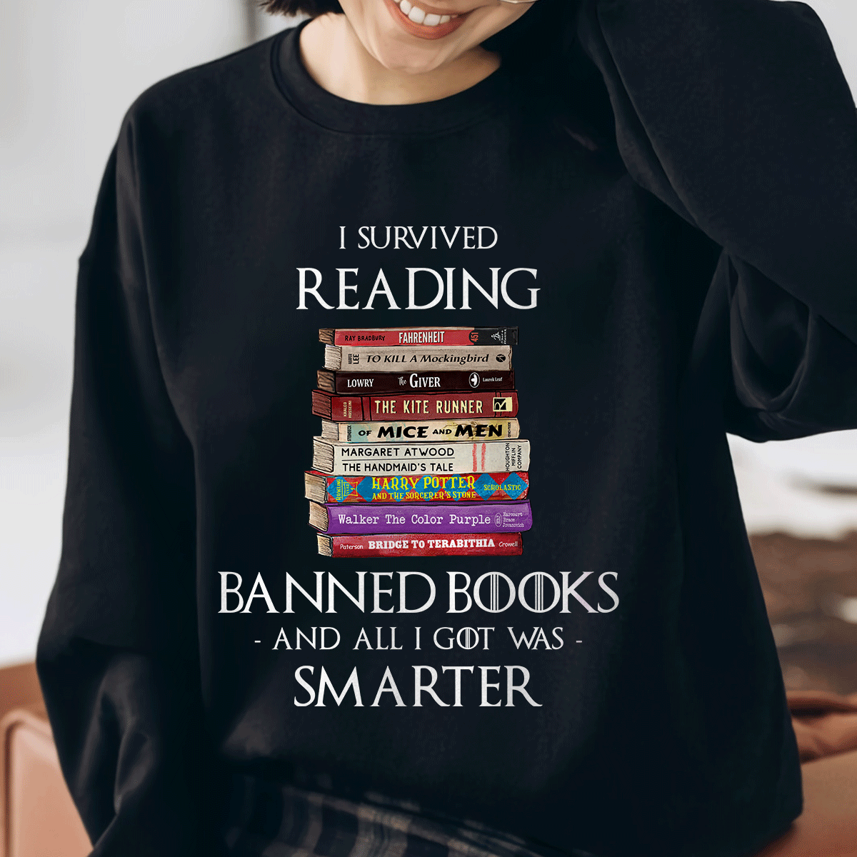 I Survived Reading Banned Books And All I Got Was Smarter Book Lover Gift LSB194