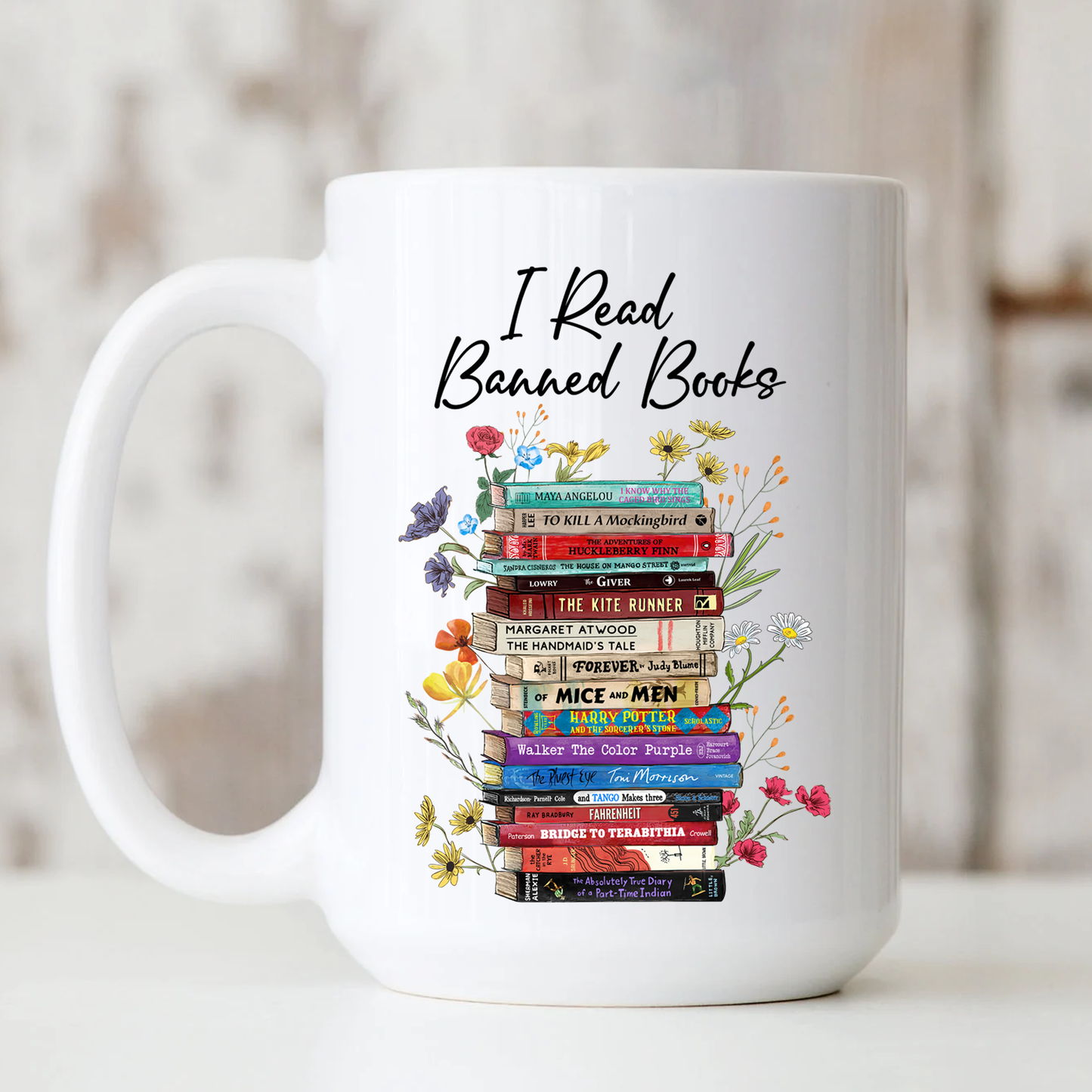 I Read Banned Books Flowers Book Lover Gift MUGW189