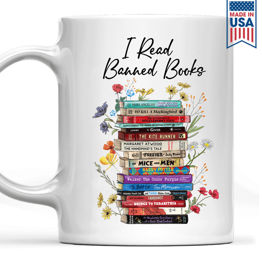 I Read Banned Books Flowers Book Lover Gift MUGW189