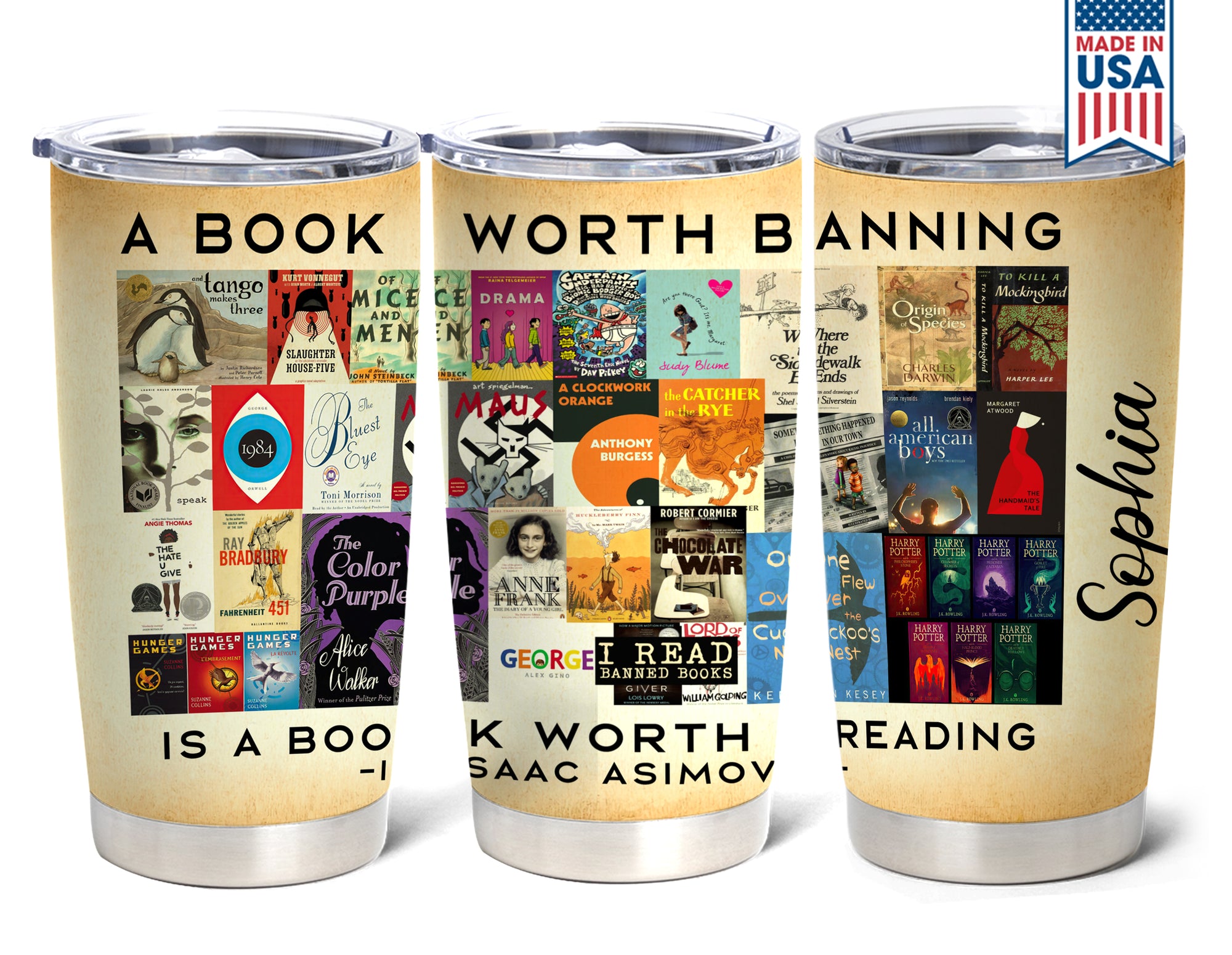A Book Worth Banning Is A Book Worth Reading Personalized Curved Tumbler 20oz Book Lovers Gift SCT14