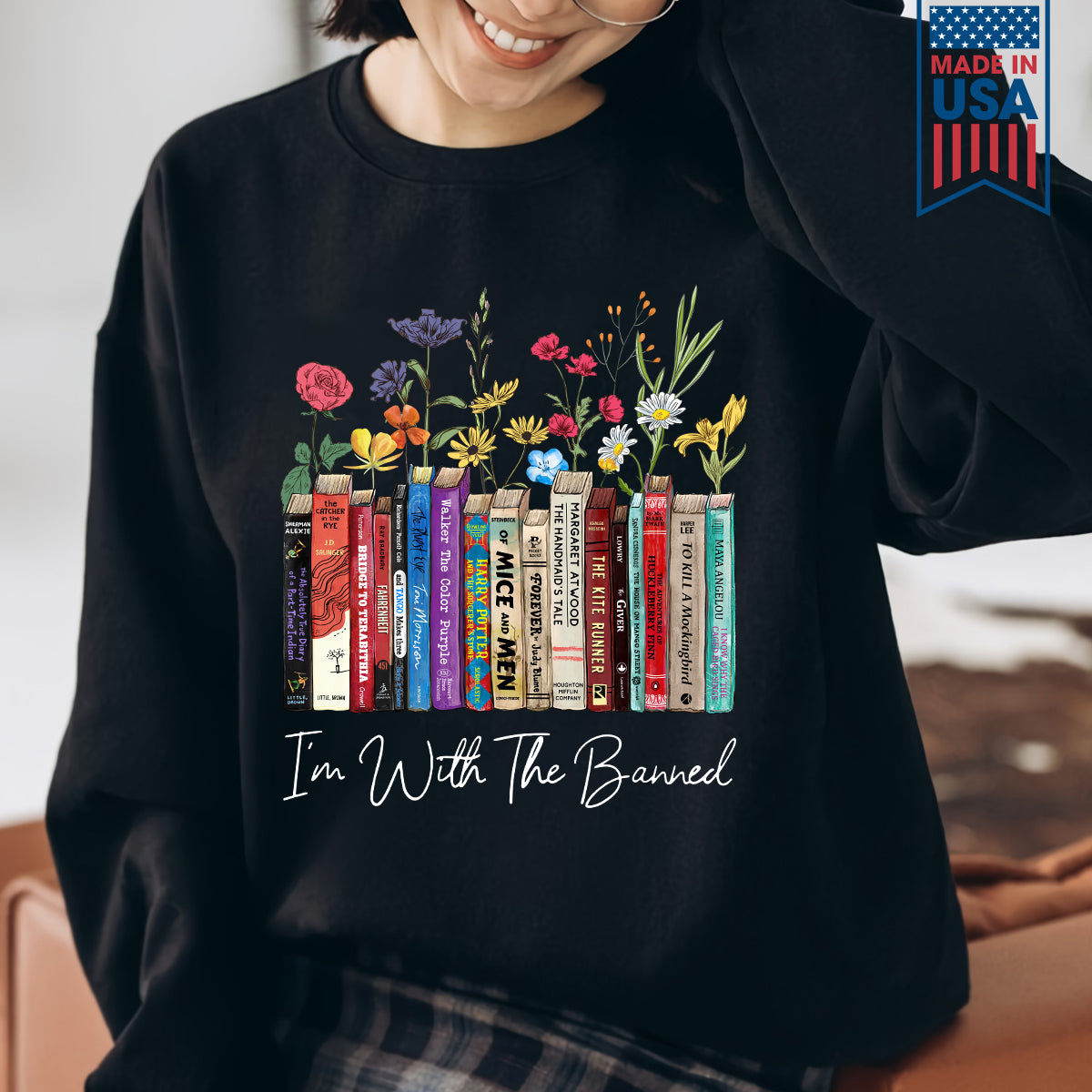 I'm With The Banned Flowers Book Lover Gift LSB186