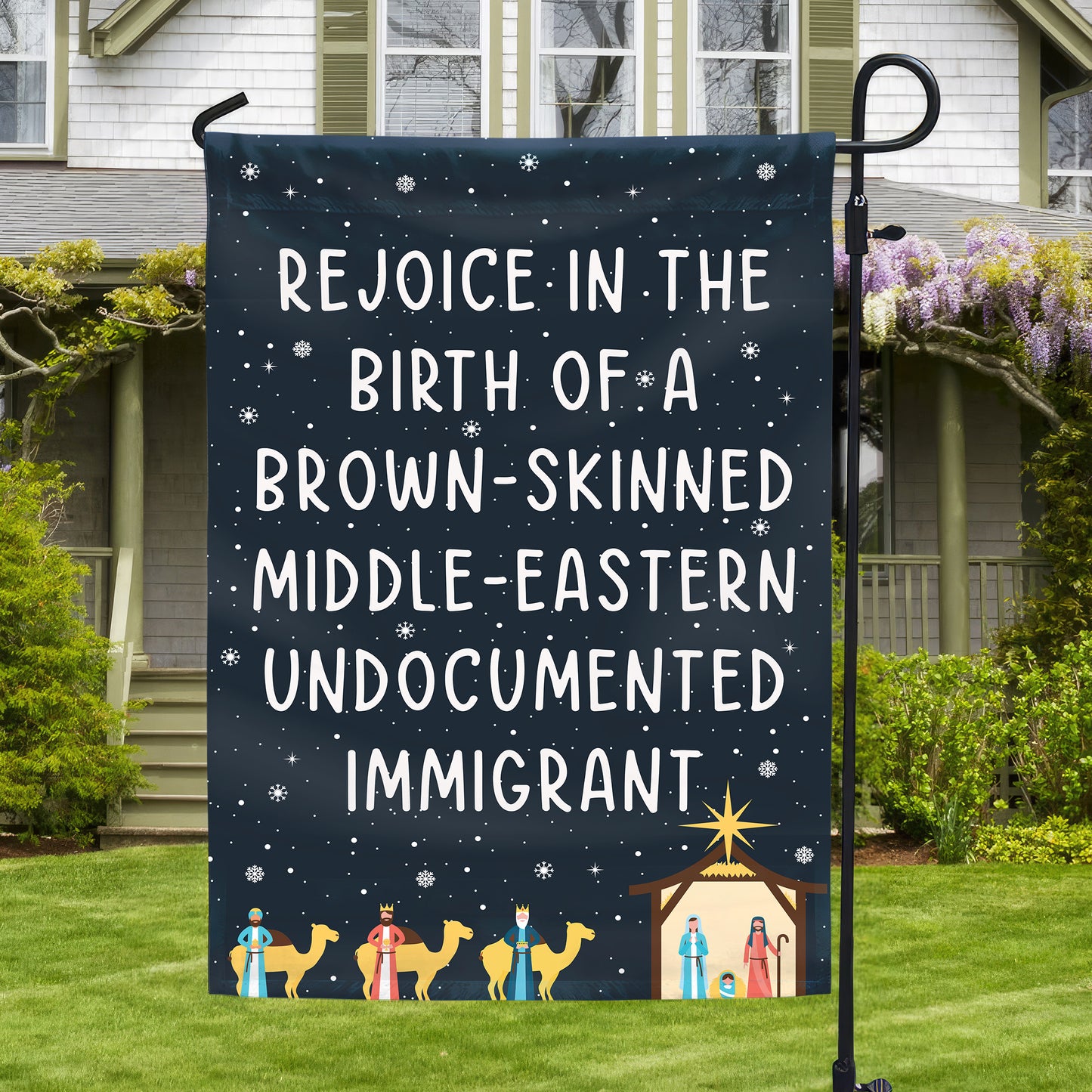 Rejoice In The Birth Of A Brown-Skinned Middle-Eastern Undocumented Immigrant Flag Book Lovers Gift FLG01