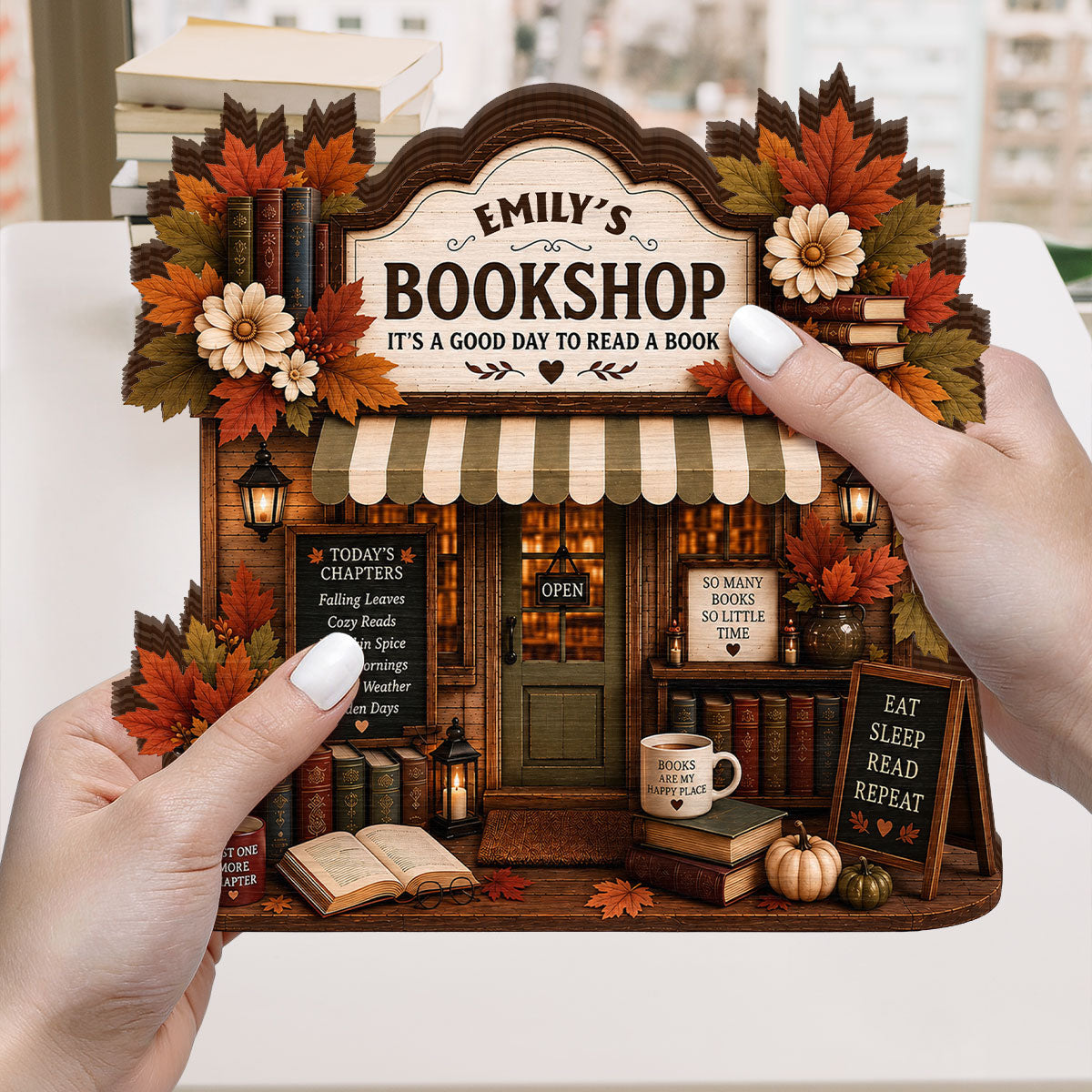 My Cozy Reads Bookshop - Personalized Custom Shaped Wood Plaque