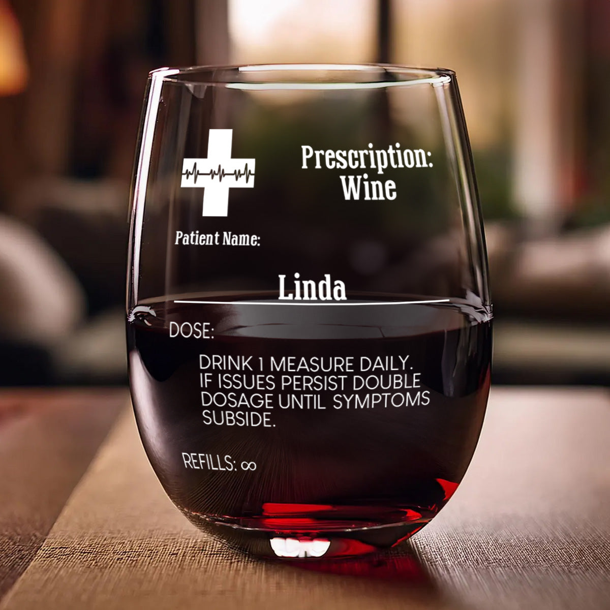 Prescription - Personalized Stemless Wine Glass