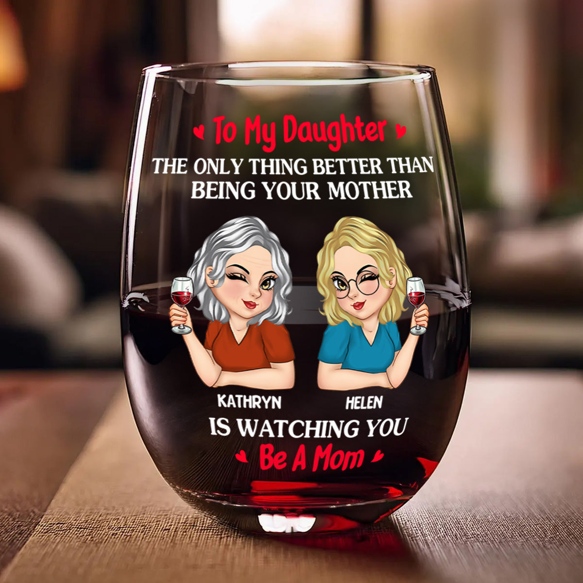 The Only Thing Better Than Being Your Mother - Personalized Stemless Wine Glass