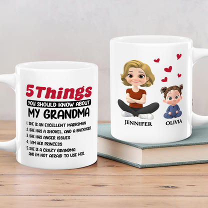 5 Things You Should Know About My Grandma - Personalized Ceramic Coffee Mug