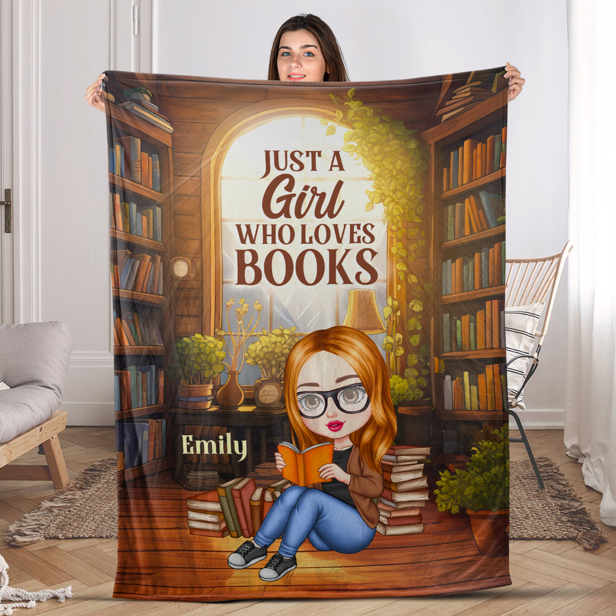 Just A Girl Who Loves Book - Personalized Fleece Blanket