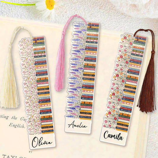 Custom Name & Birthflower For Book Lovers, Book Clubs - Personalized Acrylic Bookmark