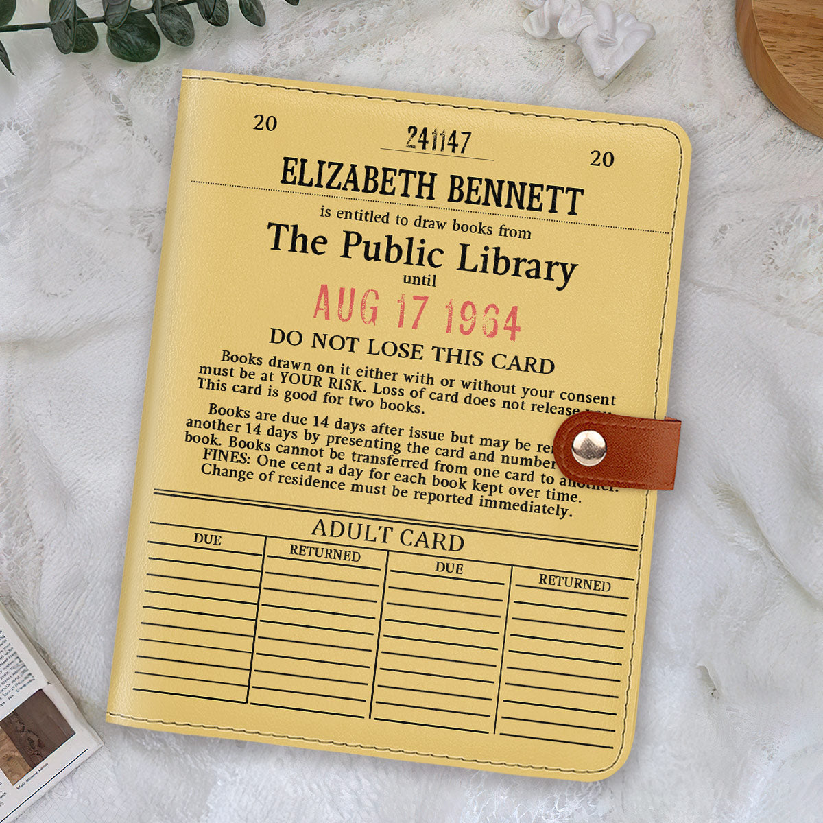 Custom Library Card - Personalized Leather Notebook Cover With Pocket ...
