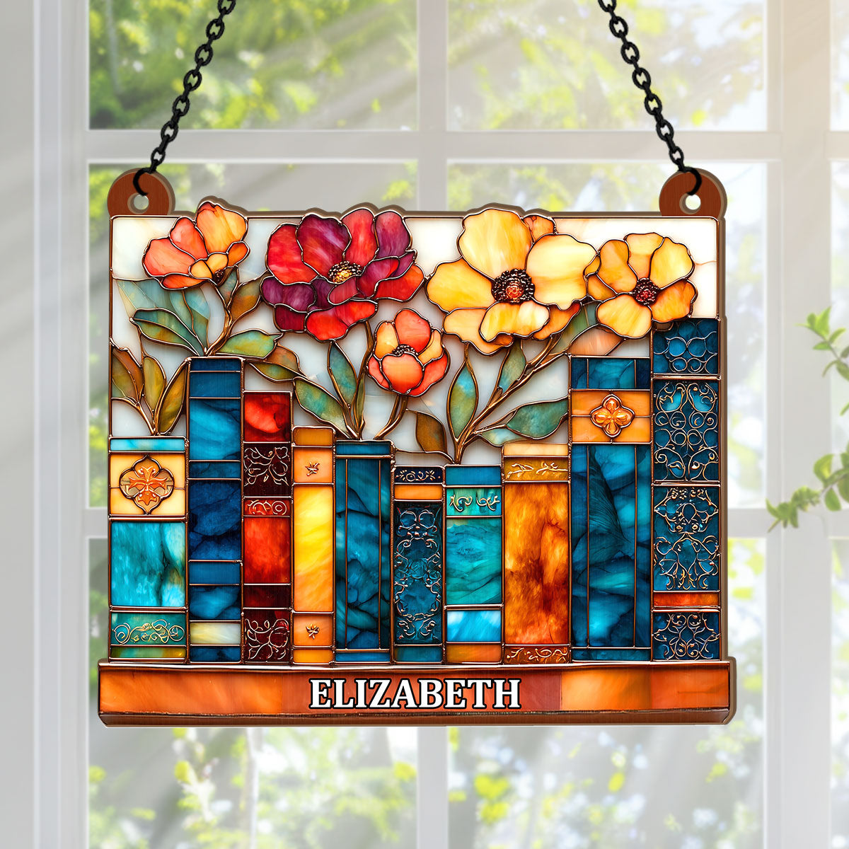 The Floral Library - Personalized Acrylic Suncatcher