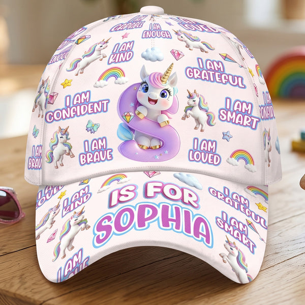Unicorn Affirmation Custom Alphabet - Personalized Kid Classic Cap
