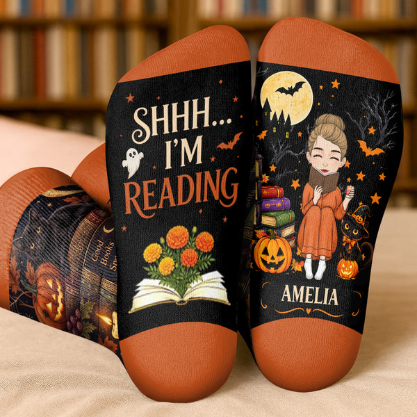 All Booked This Halloween Gift for Book Lovers - Personalized Custom Socks