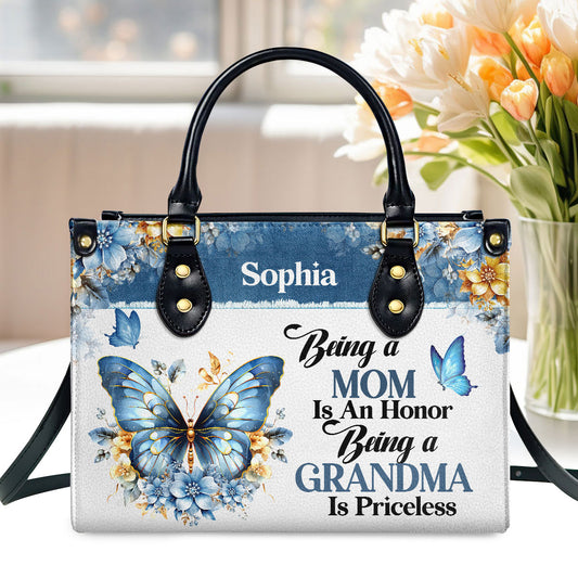 Being A Grandma Is An Honor - Personalized Leather Handbag