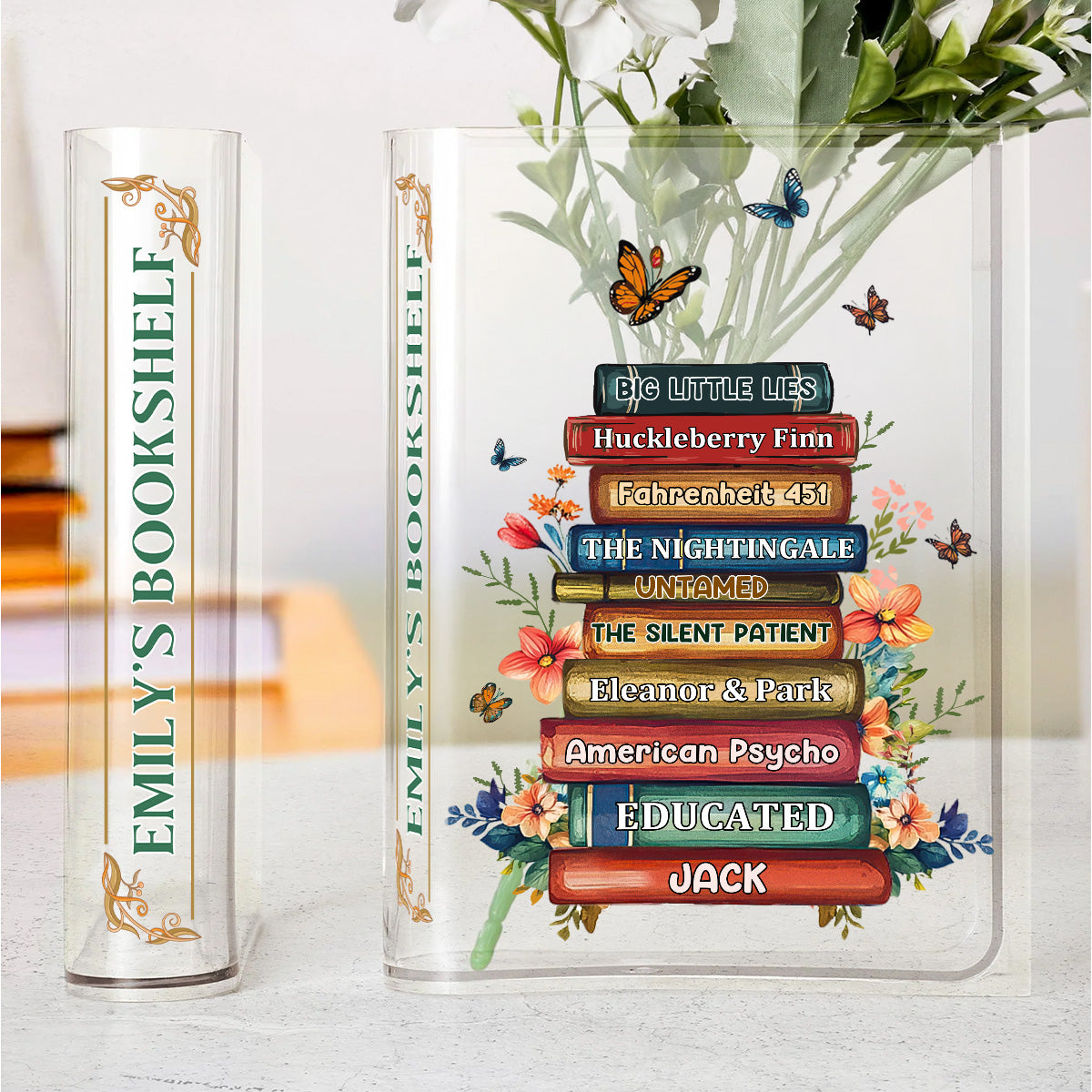 My Flower Bookshelf - Personalized Acrylic Book Vase