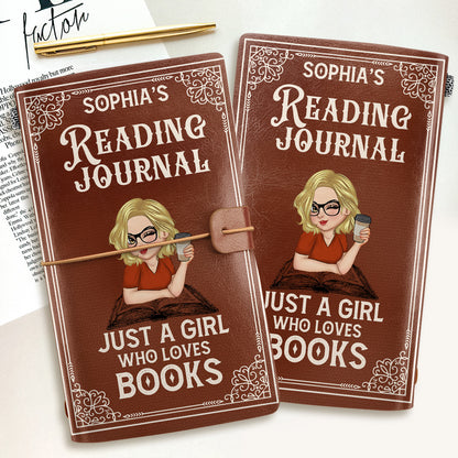 A Girl Who Loves Books Reading Journal - Personalized Leather Bound Journal