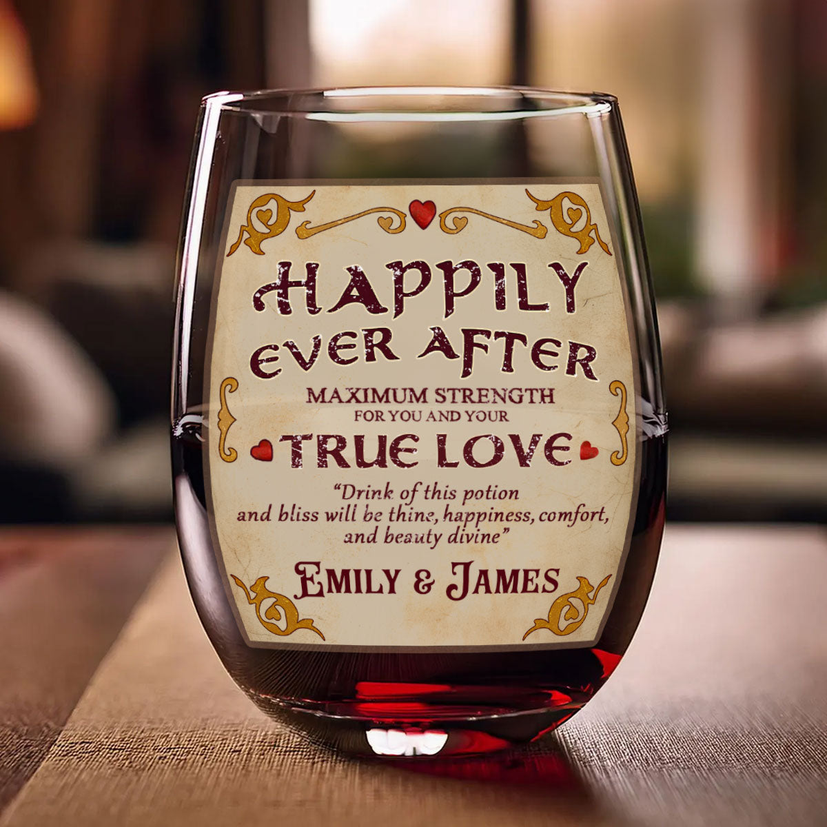 Happily Ever After Potion - Personalized Stemless Wine Glass