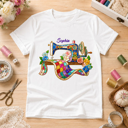 Elegant Floral Sewing Machine For Mom Grandma - Personalized 2D Unisex T-shirt