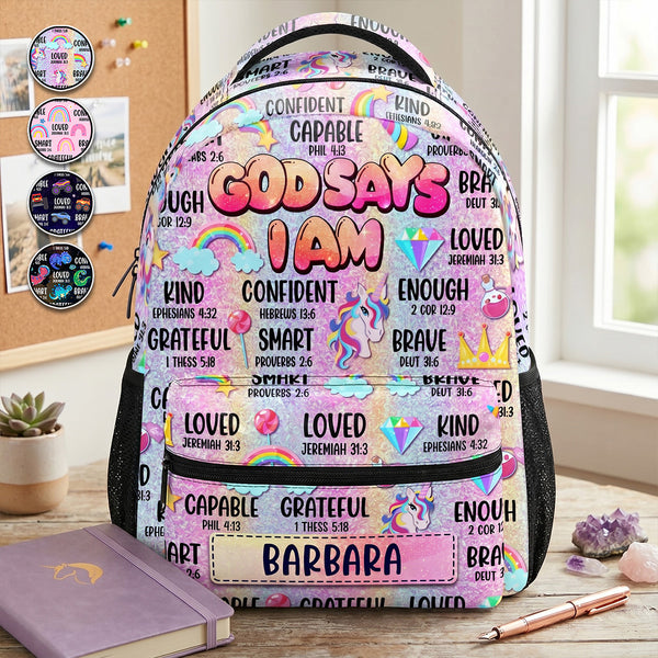 God Says I Am - Personalized Backpack