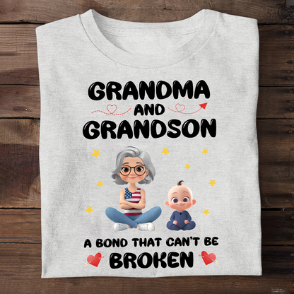 Grandma and Grandson A Bond That Can't Be Broken - Personalized Unisex T-shirt