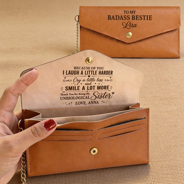 My Badass Bestie - Personalized Leather Envelope Wallet