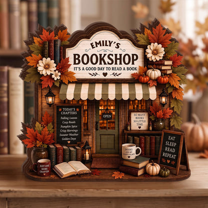 My Cozy Reads Bookshop - Personalized Custom Shaped Wood Plaque