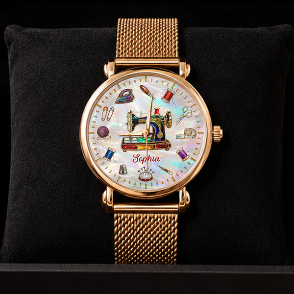 Love Sewing Stained Glass - Personalized Women's Wrist Watch