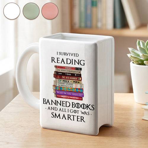 I Survived Reading Banned Books -  Book Ceramic Mug