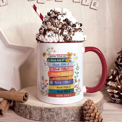 Custom Bookshelf Floral Mug - Personalized Accent Mug