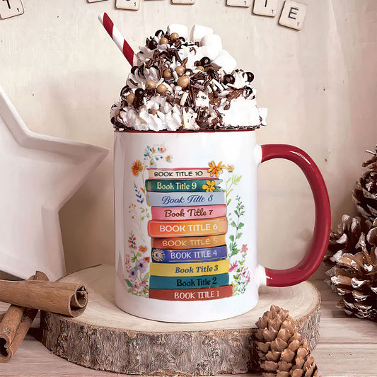 Custom Bookshelf Floral Mug - Personalized Accent Mug